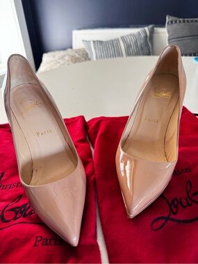Christian Louboutin Patent Pointed-Toe Pumps - Blush Nude